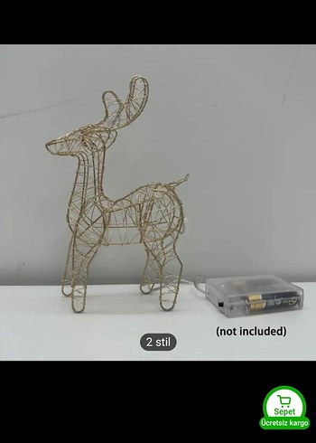 Altın Renk Işıklı Geyik Figürü - Görsel 4