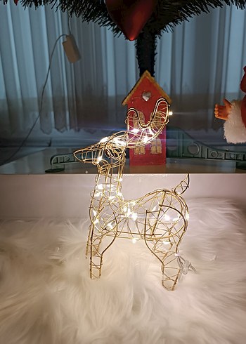 Altın Renk Işıklı Geyik Figürü - Görsel 2