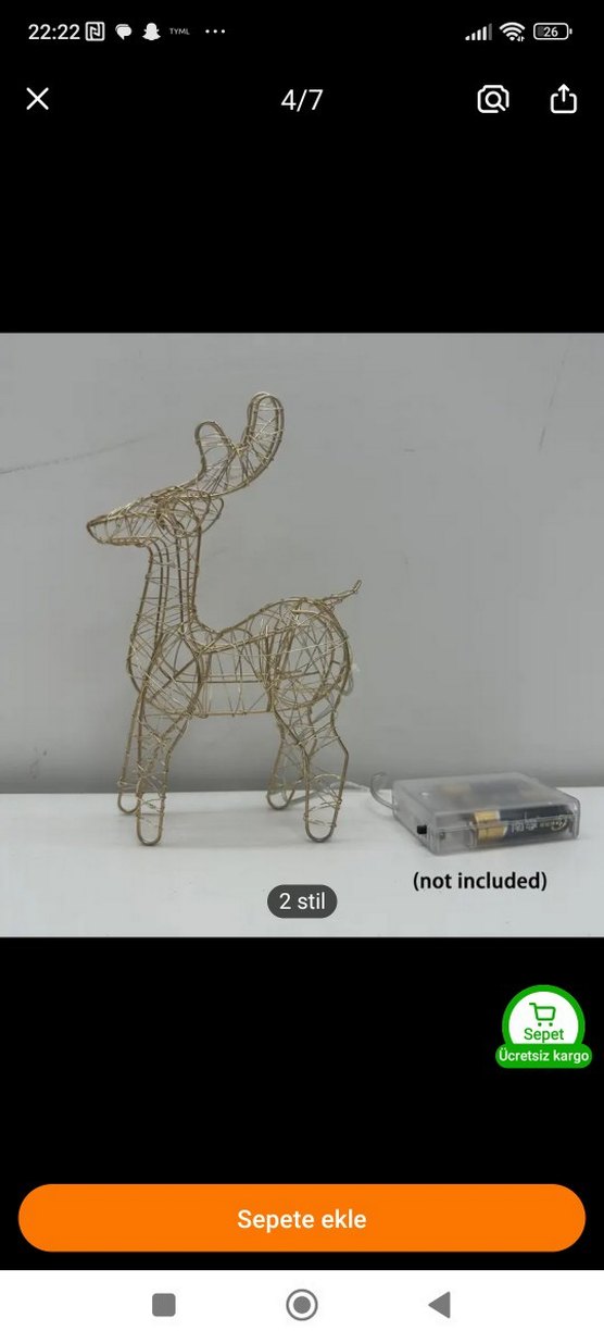 Altın Renk Işıklı Geyik Figürü - Görsel 4