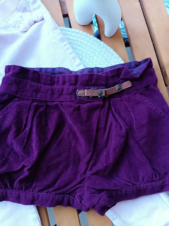 Mor Pamuklu Bol Kesim Kız Şortu - Görsel 2