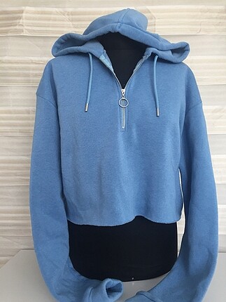 Bebe mavisi kapşonlu sweatshirt