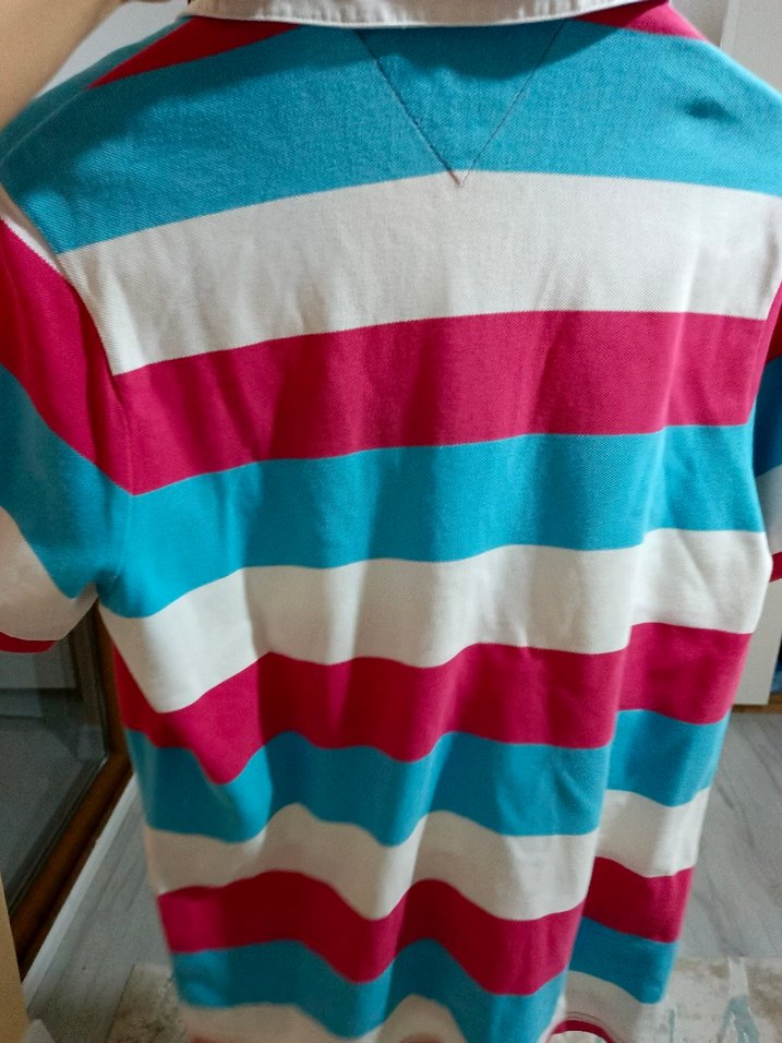 Çizgili Pamuklu Kısa Kollu Polo Tişört - Görsel 3