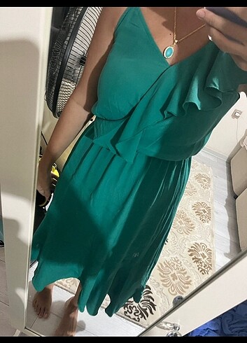 diğer Beden yeşil Renk Lcw asimetrik elbise