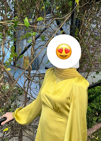 Uzun yağ yeşili abiye tesettür elbise Öz Design