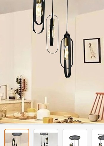 Ikea Sarkıt Üçlü metal siyah avize