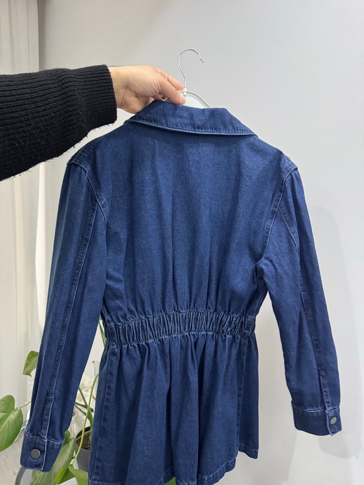 Düğmeli Mavi Kadın Denim Ceket - Görsel 2