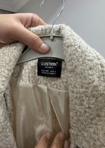 Bej Kadın Uzun Yünlü Düğmeli Kaban - Görsel 2