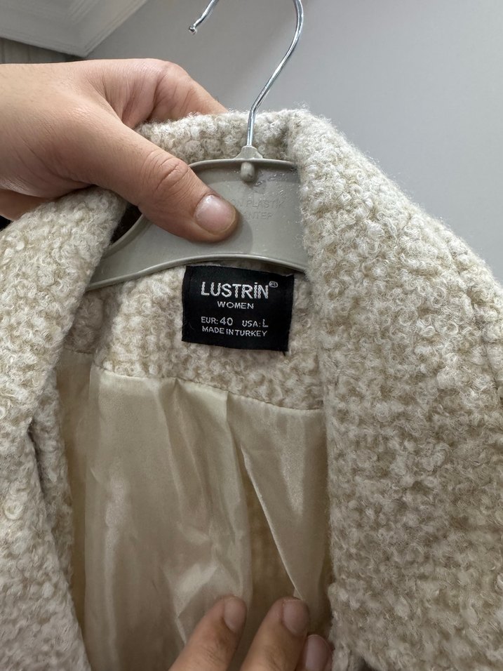 Bej Kadın Uzun Yünlü Düğmeli Kaban - Görsel 2