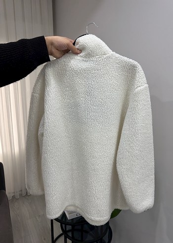 Beyaz Peluş Kadın Sweatshirt JOIN Baskılı - Görsel 2