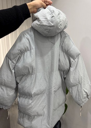 Gri Düğmeli Midi Kadın Kış Ceketi - Görsel 2