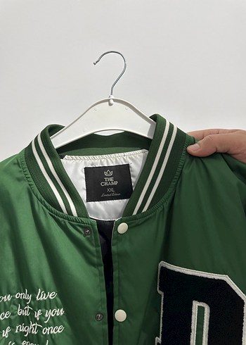 Yeşil Baskılı erkek Bomber Ceket - Görsel 3