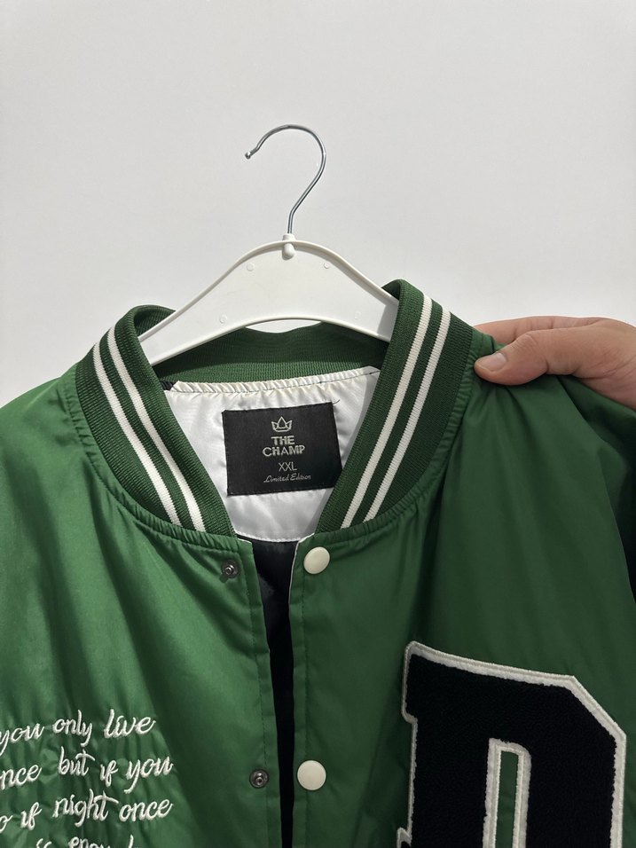 Yeşil Baskılı erkek Bomber Ceket - Görsel 3