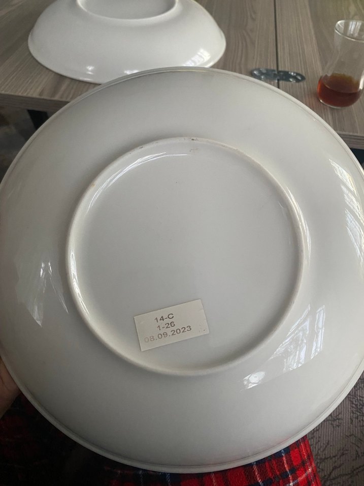 Çağdaş Bej ve Gri porselen Tabak - Görsel 2