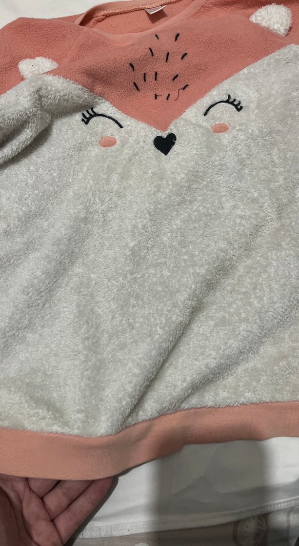 Kız Çocuk Gri Peluş Detaylı Sweatshirt - Görsel 3
