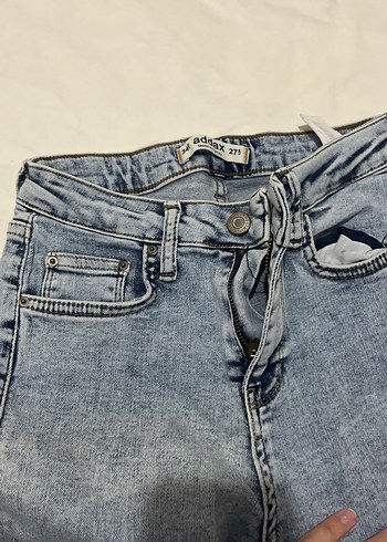 Düğmeli Mavi Denim Kadın Pantolon - Görsel 3
