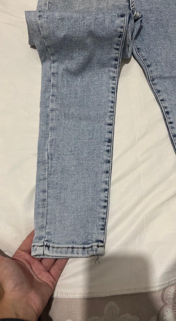 Düğmeli Mavi Denim Kadın Pantolon - Görsel 2