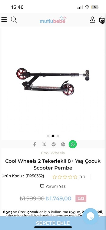 Diğer Cool wheels scooter +8 + 100kg