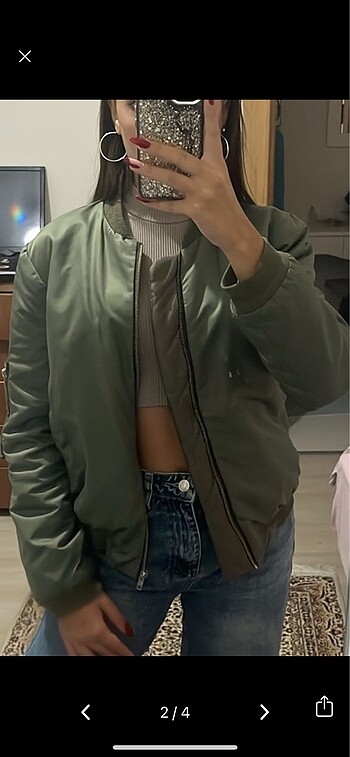 Haki yeşili bomber ceket