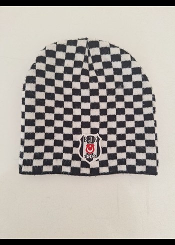 Erkek Beyaz Siyah Kareli Bere Beşiktaş - Görsel 2