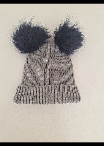 Koton Gri Kadın Triko Bere, ponpon Detaylı - Görsel 3