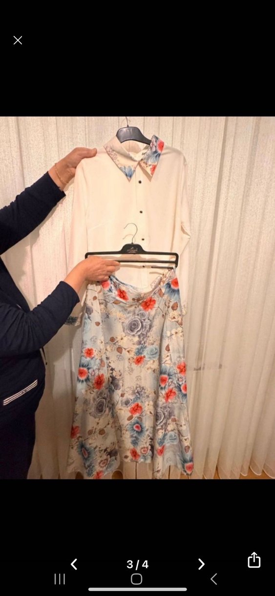 Çiçek Desenli Uzun tesettür ikili takım - Görsel 2