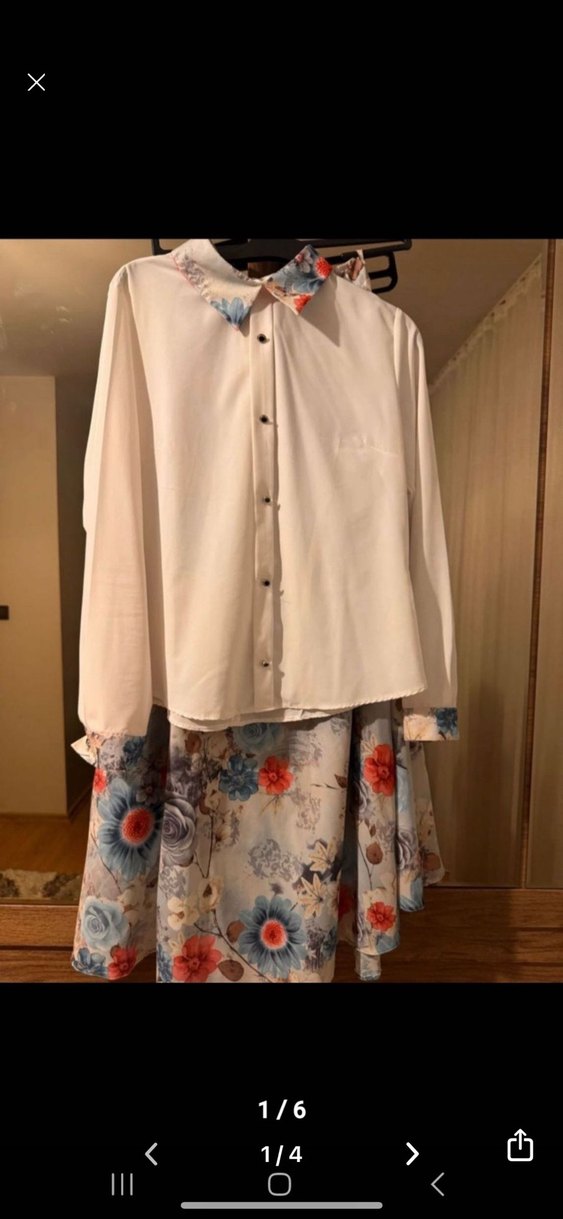 Çiçek Desenli Uzun tesettür ikili takım - Görsel 3