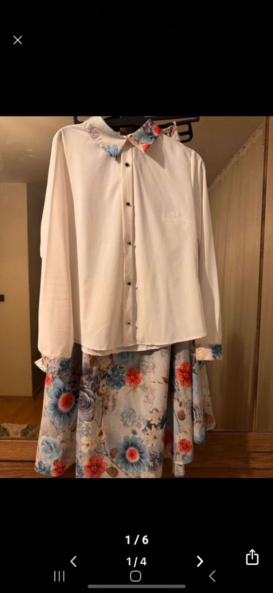 Çiçek Desenli Uzun tesettür ikili takım - Görsel 4