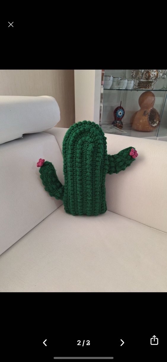 El Örgüsü Kaktüs Dekoratif Yastık - Görsel 3