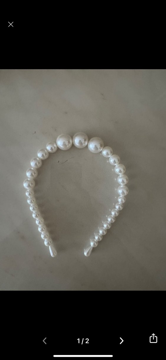 İnci Detaylı Bej Saç Tacı - Görsel 2