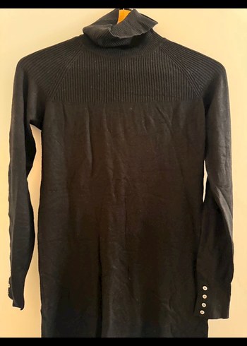 Koton Düğmeli Siyah Süet Kadın Triko Elbise - Görsel 3