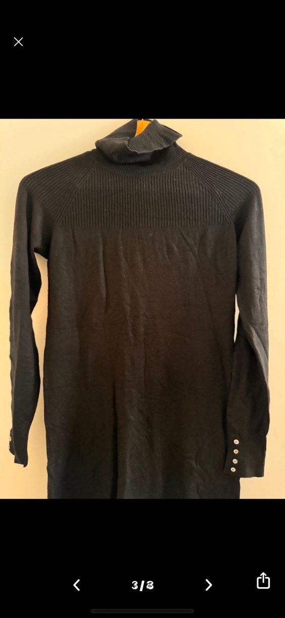 Koton Düğmeli Siyah Süet Kadın Triko Elbise - Görsel 2