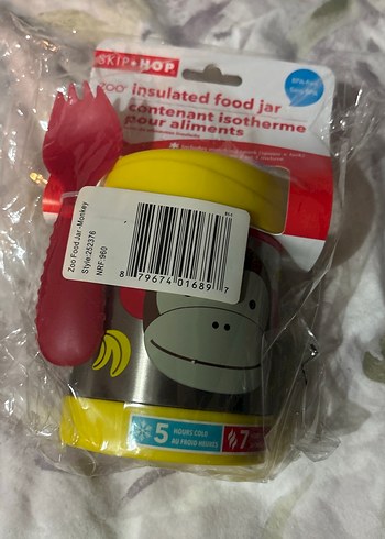 Sarı maymun desen bebek/  Çocuk Termos Şişesi - Görsel 2