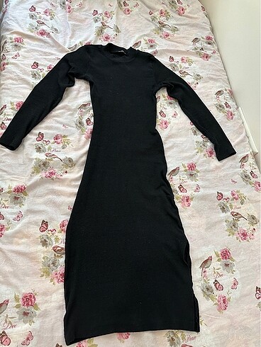 Addax uzun kollu yirtmacli elbise