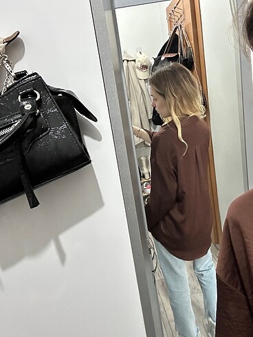 xs Beden kahverengi Renk Stradivarius Saten Gömlek
