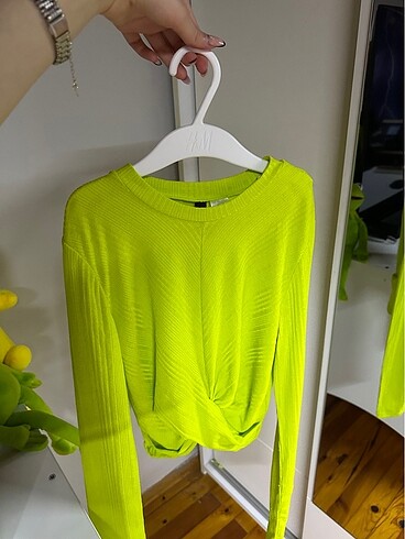 xs Beden sarı Renk H&M Neon Bluz