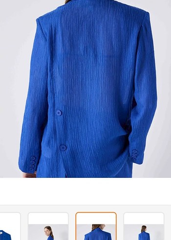 Mavi Kadın Keten Blazer Ceket - Görsel 3