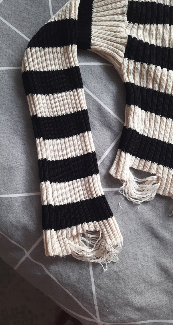 Ekru Çizgili Kadın Kazak - Görsel 3