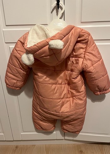 Kürklü Kapüşonlu Pembe Bebek Tulumu - Görsel 2