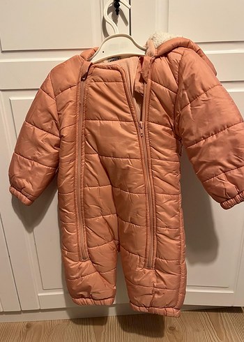 Kürklü Kapüşonlu Pembe Bebek Tulumu - Görsel 3