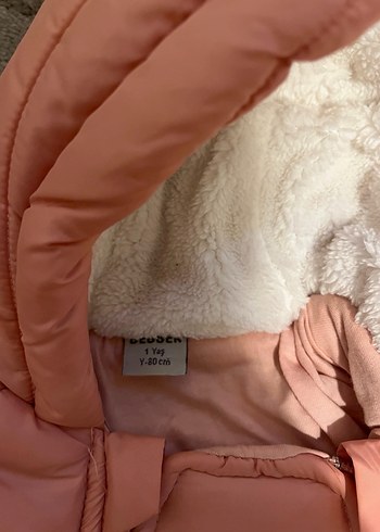 Kürklü Kapüşonlu Pembe Bebek Tulumu - Görsel 4