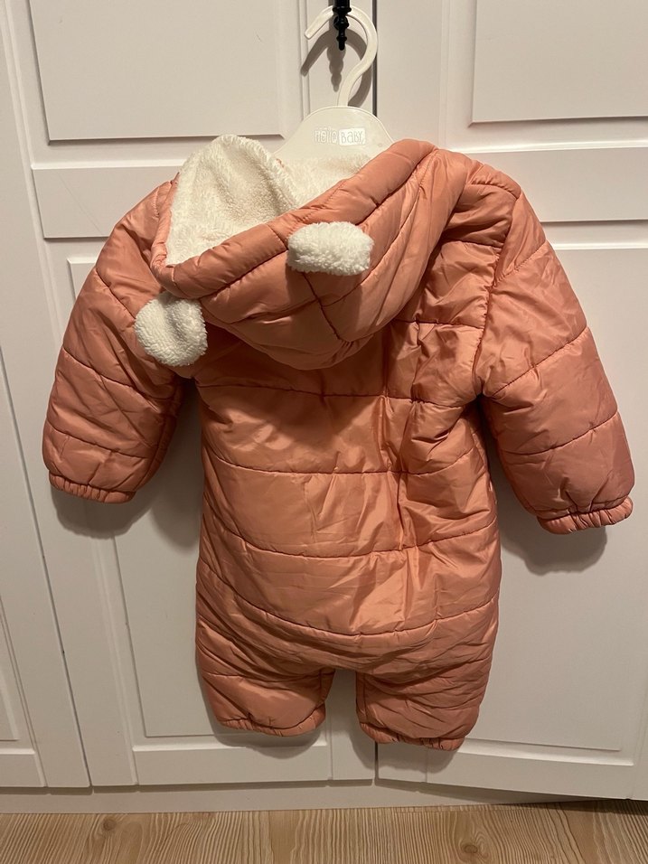 Kürklü Kapüşonlu Pembe Bebek Tulumu - Görsel 2