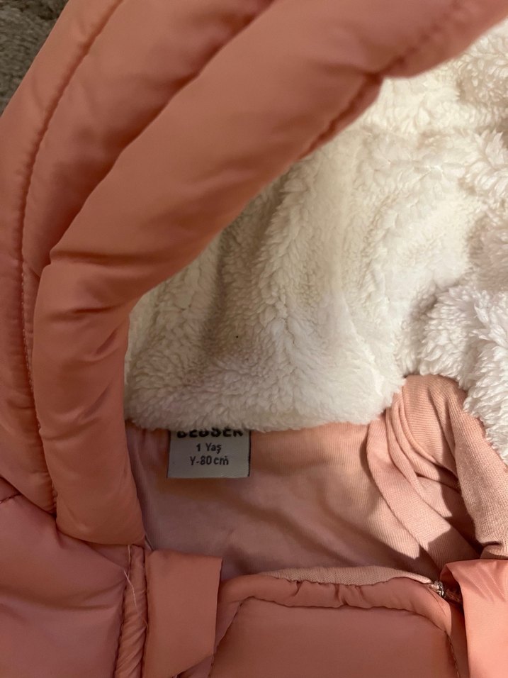 Kürklü Kapüşonlu Pembe Bebek Tulumu - Görsel 4
