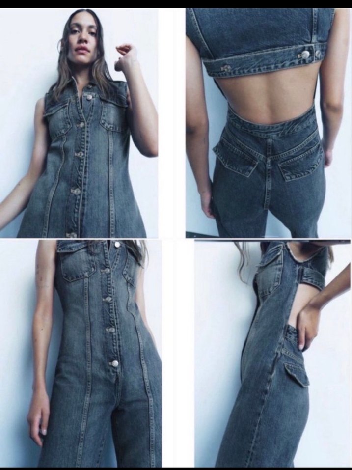 Zara denim kot tulum - Görsel 3