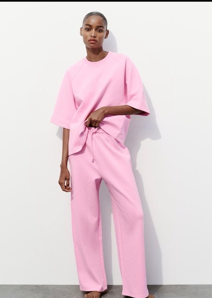 Pembe Rahat Kesim Kadın eşofman altı - Görsel 2