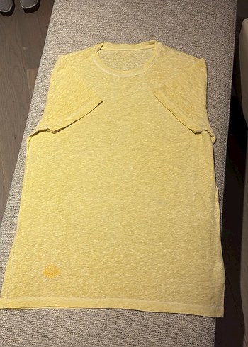Erkek Sarı Kısa Kollu ipeksi yumuşak Tişört - Görsel 2