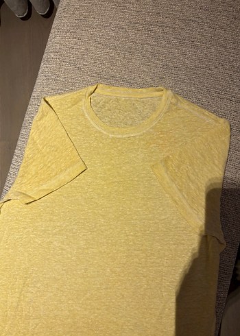 Erkek Sarı Kısa Kollu ipeksi yumuşak Tişört - Görsel 3