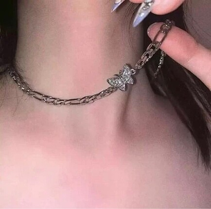 tasli kelebekli choker kolye