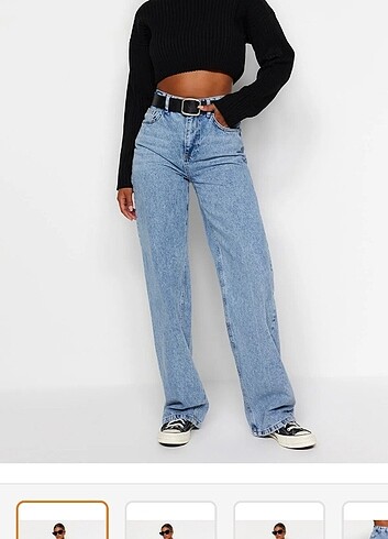 Mavi yüksek bel wide leg jeans 