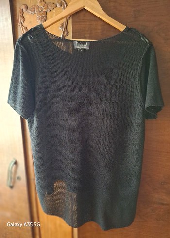 buluz Siyah Deri Nakışlı Kısa Kollu - Görsel 2