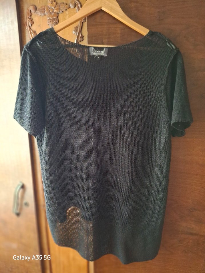 buluz Siyah Deri Nakışlı Kısa Kollu - Görsel 2